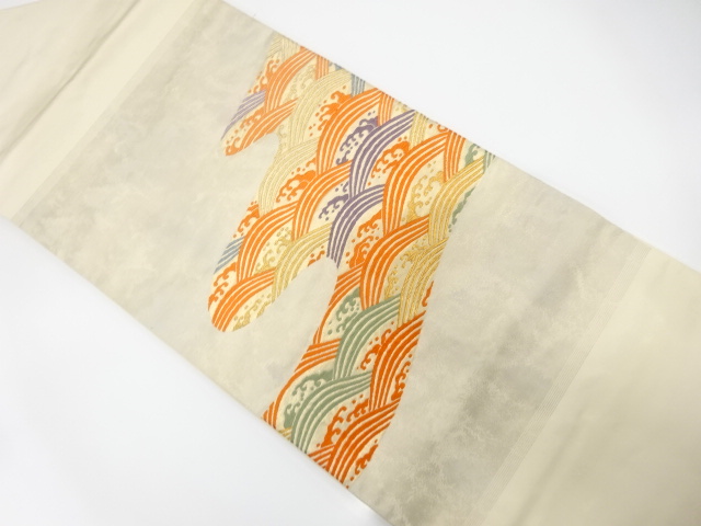 引箔　荒波模様織り出し　名古屋帯